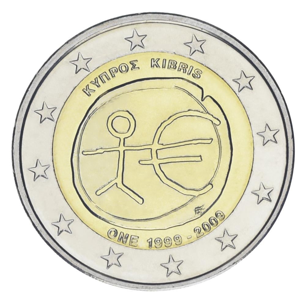 Колекційна монета Кіпр 2 Євро-2009 10 років союзу UNC (KM#89)