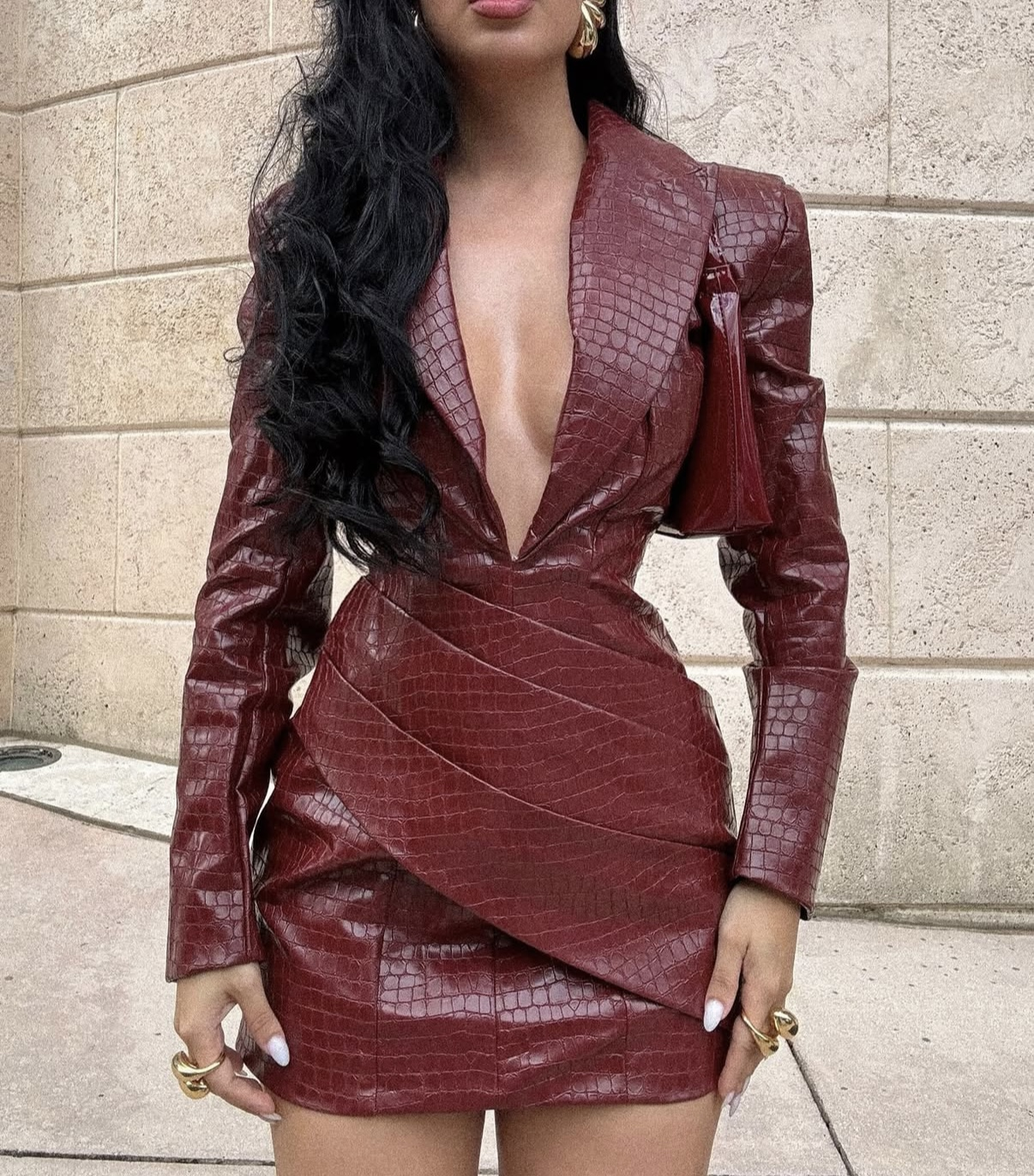 Сукня коктейльна Misspap з екошкіри Бургунді (29437160) - фото 7