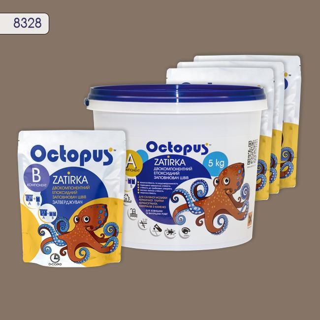 Фуга двухкомпонентная эпоксидная для плитки и мозаики Octopus 5 кг 8328 (8328-5)