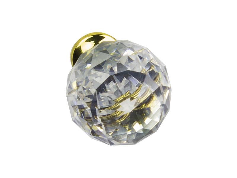 Меблева ручка кнопка GTV Crystal A d 30 мм Золото/Кристал