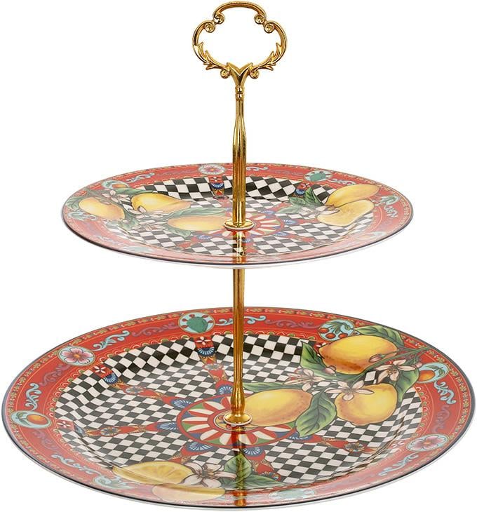 Стойка фарфоровая 2-х ярусная Sicilia Limoni 27 см и 19 см