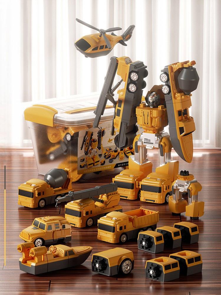 Набір будівельних транспортних засобів Creative Tower на магнітах 21 ел. Жовтий (9034)