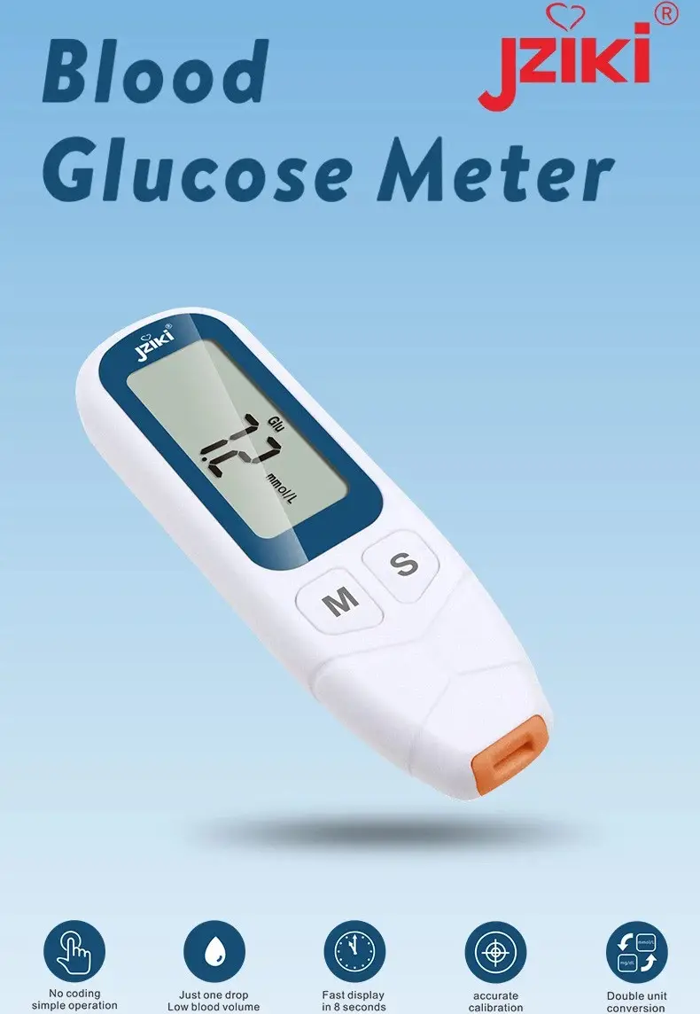 Глюкометр для измерения сахара в крови Blood Glucose Meter JZIKI-W206 с тест-полоски 50 шт. (29379095) - фото 6