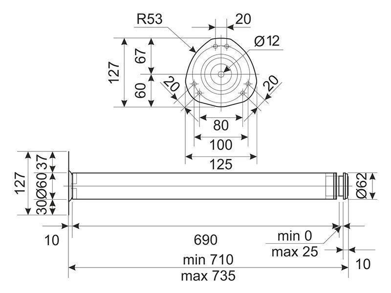 Комплект опор для стола регулируемые 710 мм 4 шт. Хром (77805) - фото 9