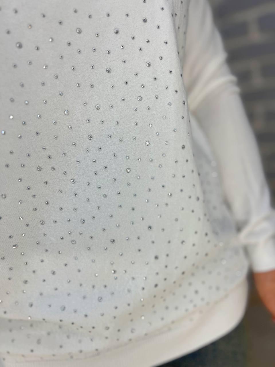 Джемпер жіночий ACCORDDREAM 9067 тонкий светр розсип камінців OS Білий (959) - фото 3 Джемпер жіночий ACCORDDREAM 9067 тонкий светр розсип камінців OS Білий (959) - фото 3