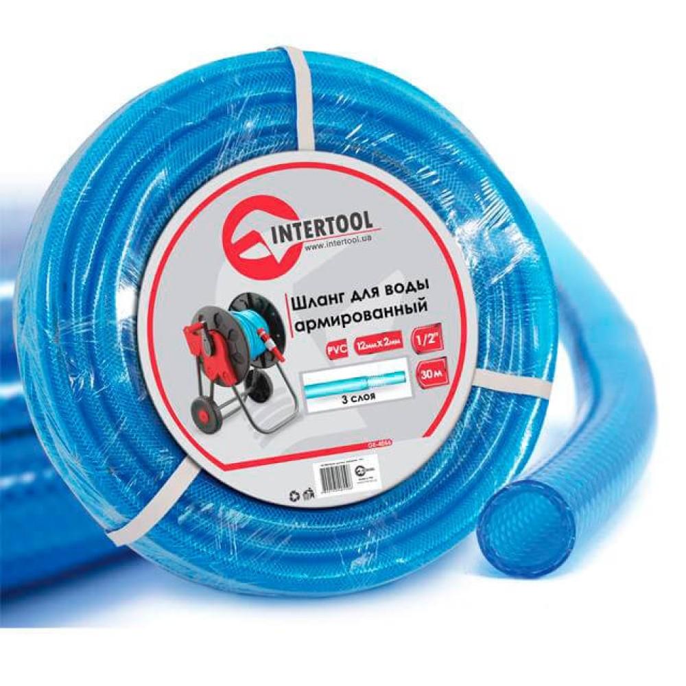 Шланг для води Intertool GE-4055 тришаровий армований PVC 1/2" 30 м Синій (8-22-16182) Шланг для води Intertool GE-4055 тришаровий армований PVC 1/2" 30 м Синій (8-22-16182)