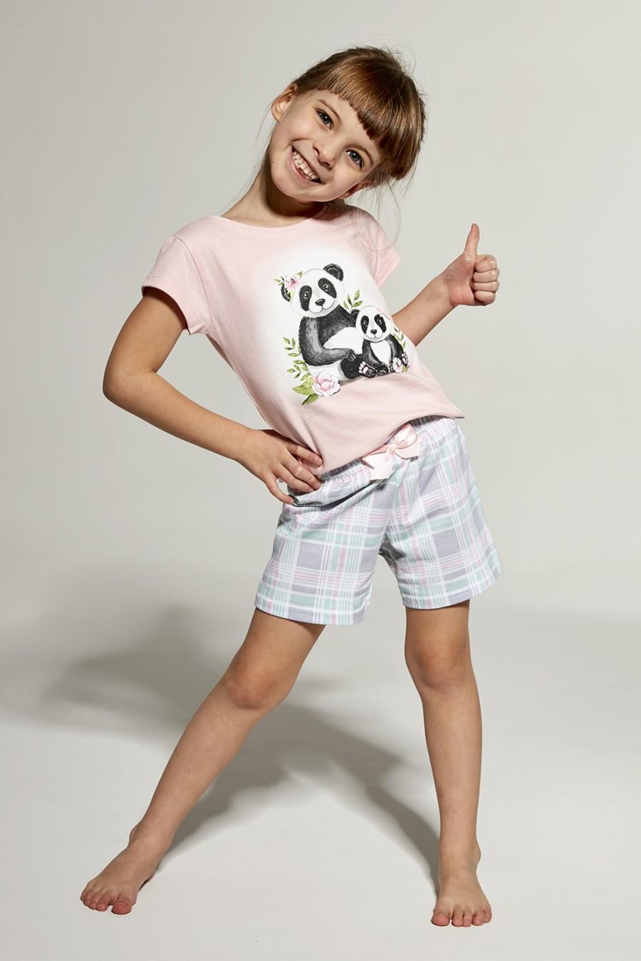 Комплект футболка та шортики Cornette 110-116 см 92 Panda Сіро-рожевий (77232)