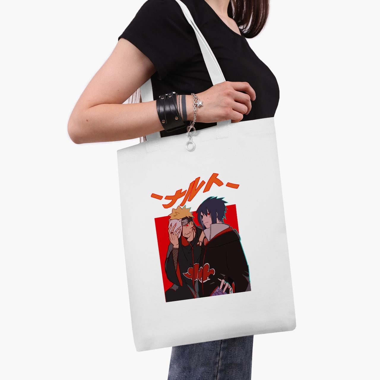 Эко сумка шоппер Naruto Uzumaki and Sasuke Uchiha 41x35 см Белый (9227-2815-WT1)