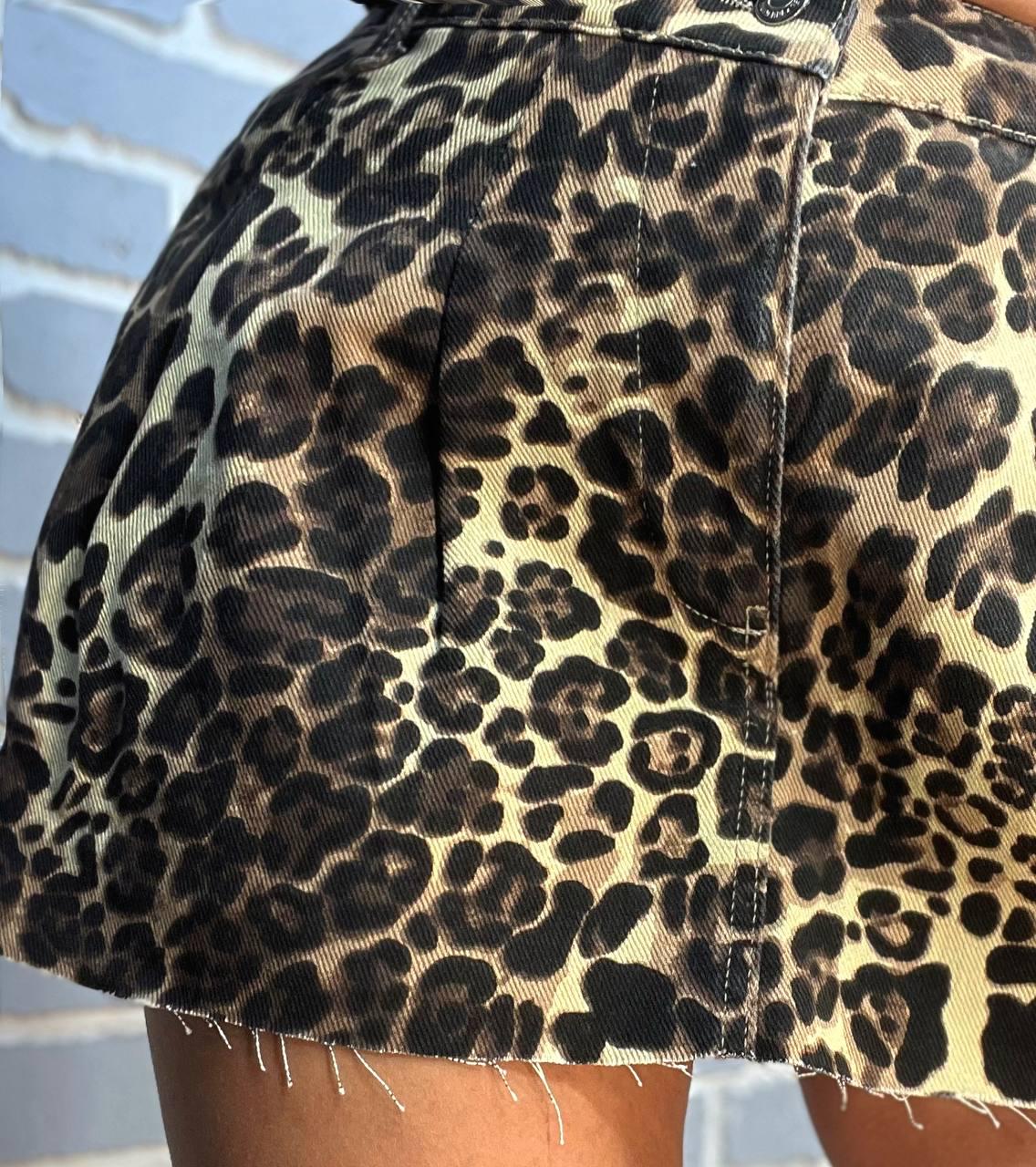 Шорты-юбка джинс Its Basic 287-38 с леопардовым принтом короткие р. 36 Коричневый (2278) - фото 4 Шорты-юбка джинс Its Basic 287-38 с леопардовым принтом короткие р. 36 Коричневый (2278) - фото 4