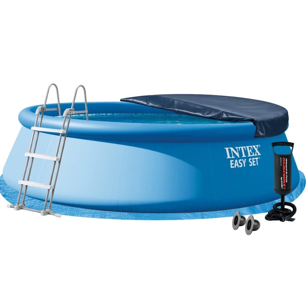 Бассейн надувной круглый Easy Set Intex 26166-5в1 457х107 см с насосом/лестницей/подстилкой/тентом Синий (147-9-26166-5)