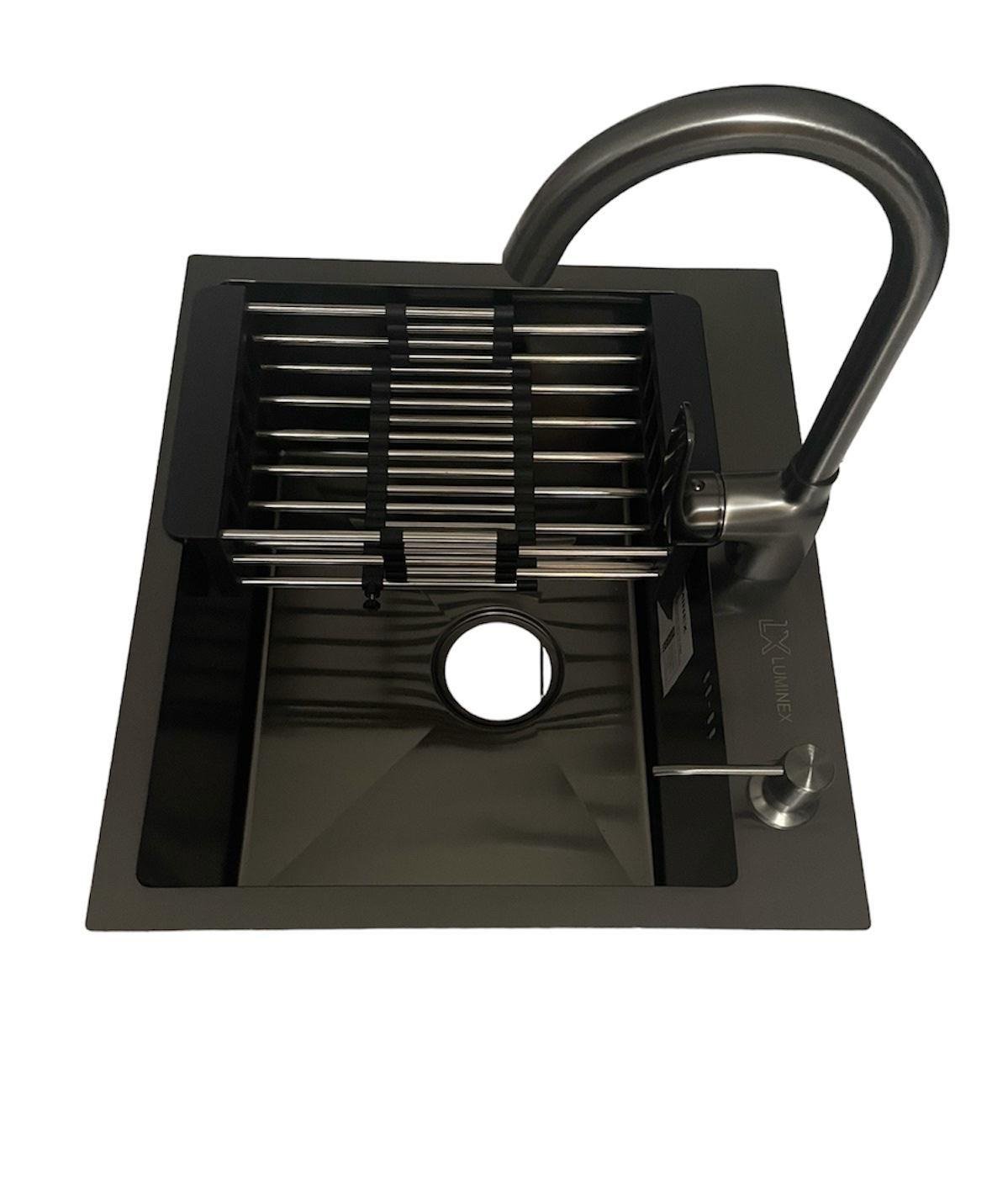 Мойка Luminex из нержавеющей стали и смеситель Luminex из латуни 50х45 см 3,0/1,0 мм