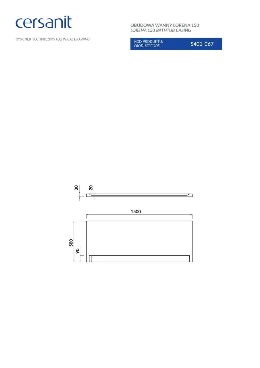 Панель для ванны Cersanit Lorena/Flavia/Korat/Nao/Lana/Octavia/Profea пластиковая с креплением 150х58 см Белый - фото 4 Панель для ванны Cersanit Lorena/Flavia/Korat/Nao/Lana/Octavia/Profea пластиковая с креплением 150х58 см Белый - фото 4