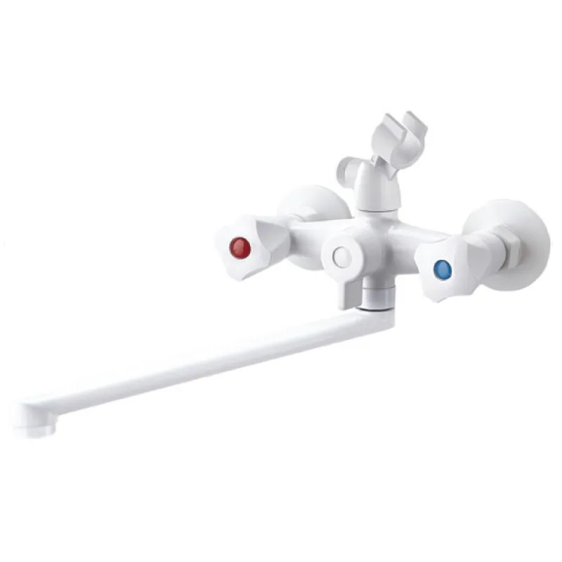 Смеситель для ванны PLAMIX OMEGA-140 EURO SET White со шлангом, лейкой и кронштейном (MX9579)