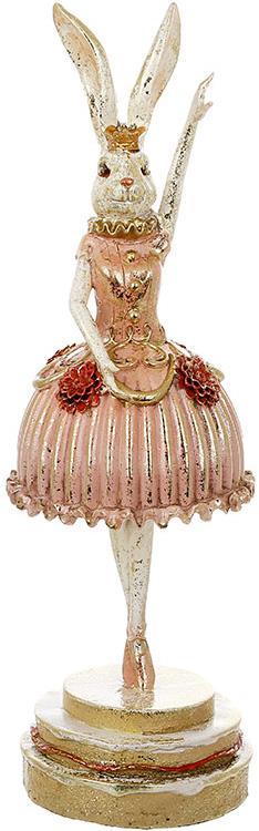 Статуэтка декоративная Крольчиха-балерина полистоун с золотой талью 35 см