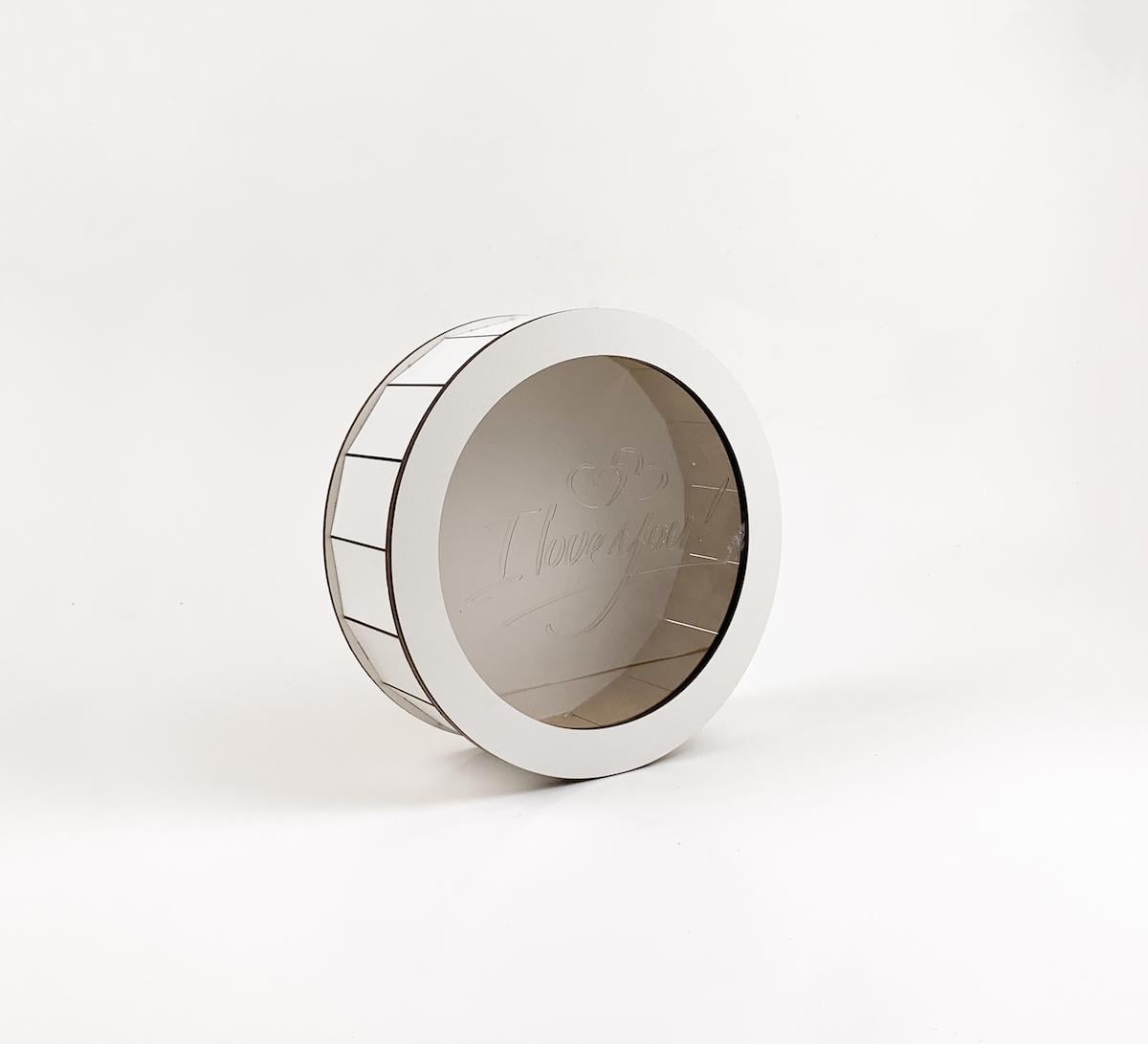 Коробка подарункова кругла "I love you" з прозорою кришкою маленька Білий (4903)