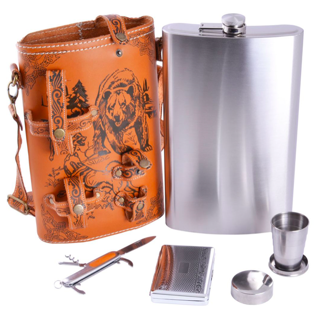 Набор подарочный с флягой для мужчин Медведь 64А