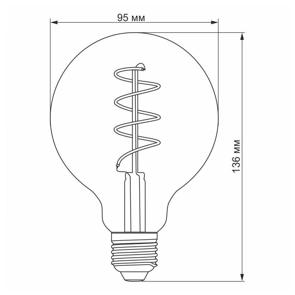 Лампа VIDEX Filament G95FGD 4W E27 2100K димерна Графитовый - фото 3