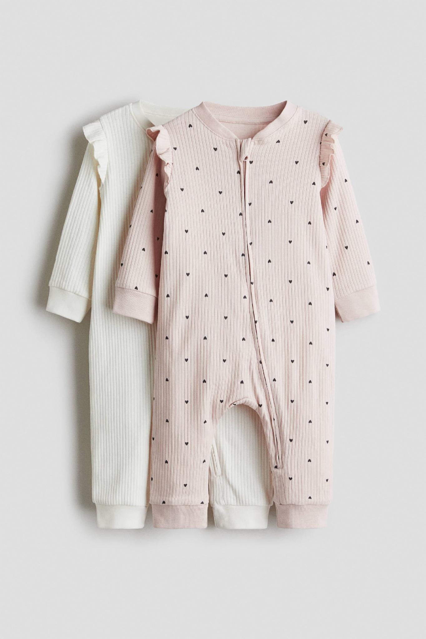 Набір дитячих чоловічків для дівчинки H&M 98 см 2 шт. Білий/Світло-рожевий (25121102A)