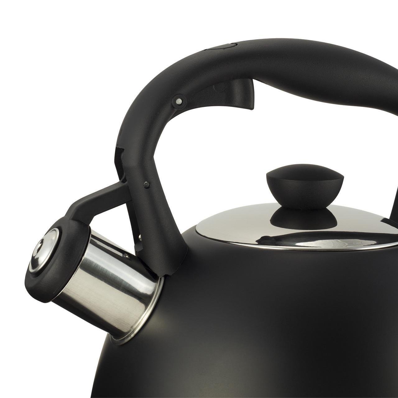 Чайник со свистком и нейлоновой ручкой Ofenbach KM-100300 из нержавеющей стали 2 л Черный (150-84-100300) - фото 5 Чайник со свистком и нейлоновой ручкой Ofenbach KM-100300 из нержавеющей стали 2 л Черный (150-84-100300) - фото 5