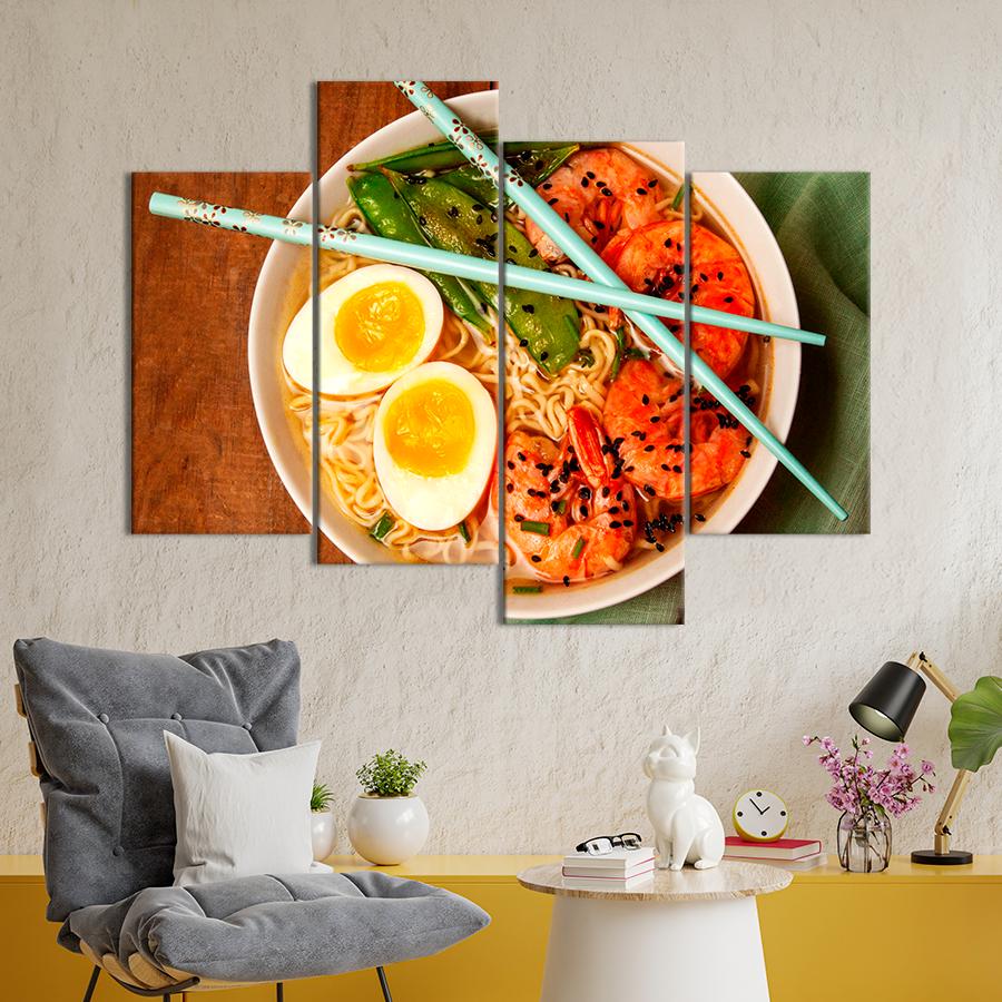 Настенний декор Рамэн с яйцом и креветками 129x90 см (A465-4)