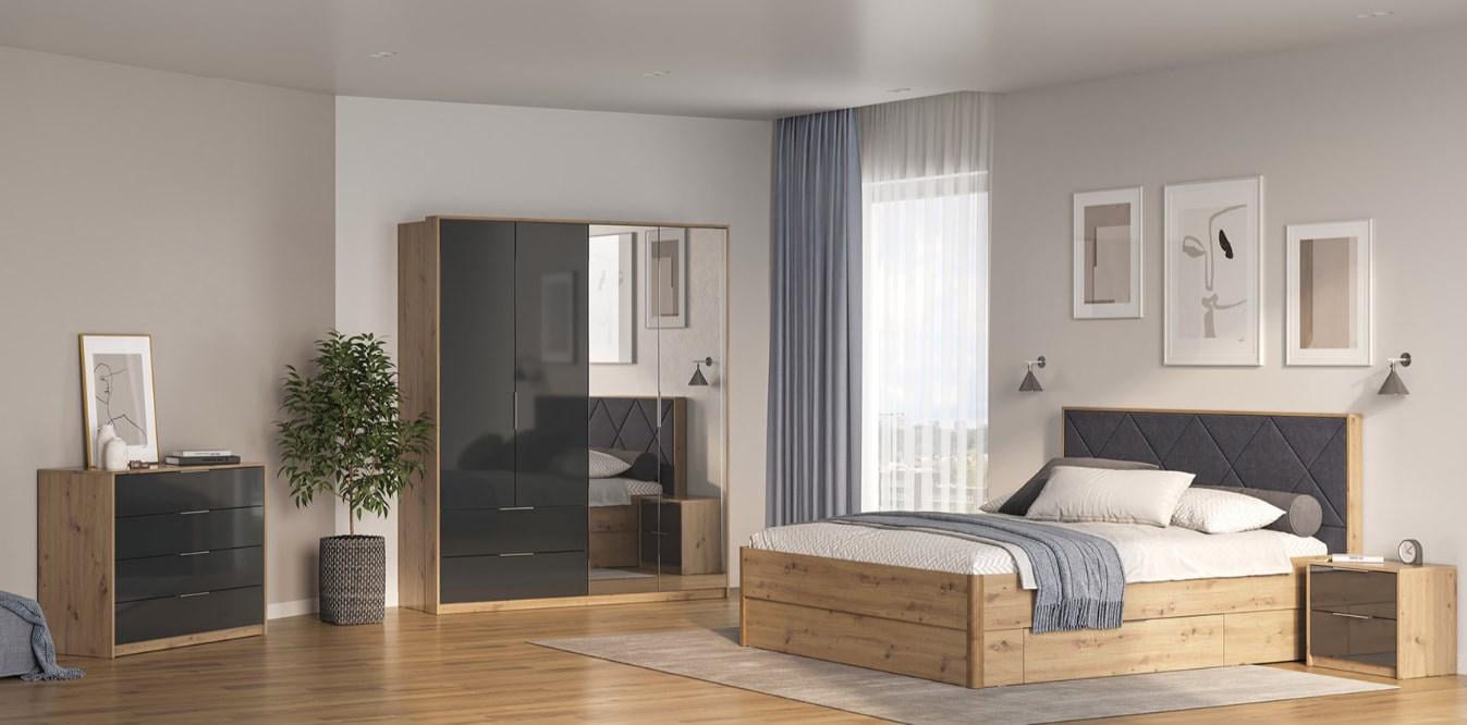 Шафа чотиридверна для одягу MiroMark 4Д2Ш Реймонд ламінована ДСП/дзеркало 550х550х2122 мм Дуб артізан/Антрацит (46092) - фото 4 Шафа чотиридверна для одягу MiroMark 4Д2Ш Реймонд ламінована ДСП/дзеркало 550х550х2122 мм Дуб артізан/Антрацит (46092) - фото 4