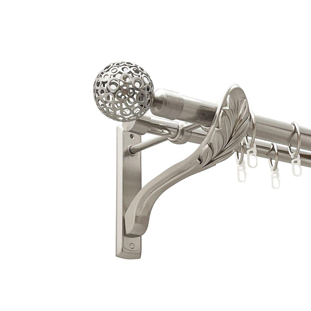 Карниз Orvit Савона металевий дворядний ретро гладка труба кільце металеве 25/19 мм 240 см Нержавіюча сталь (00-00021613) - фото 1