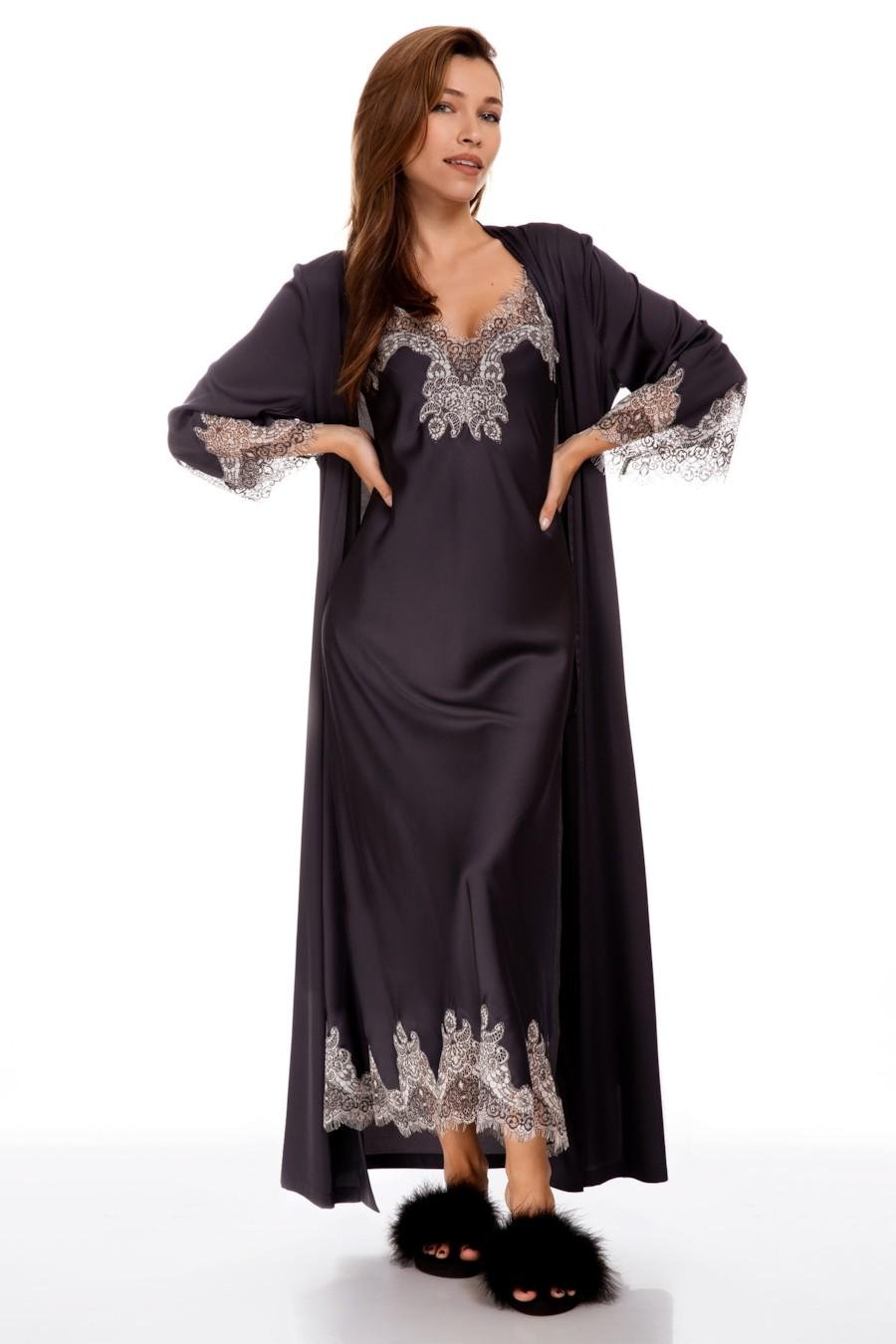 Комплект German Volf халат/сорочка р. 44/M Антрацит (62686)