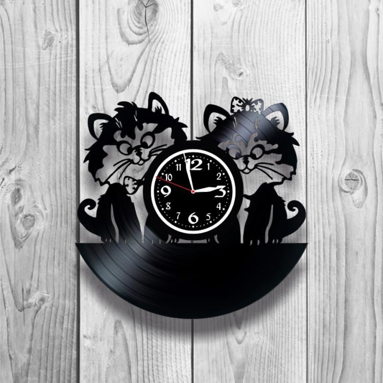 Годинник настінний Котенята 0058 з вінилової платівки