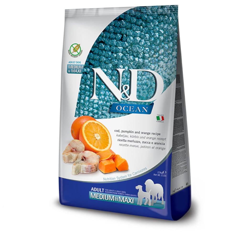 Корм для собак сухой беззерновой Farmina N&D Grain Free OCEAN PUMPKIN с треской и апельсином 2,5 кг