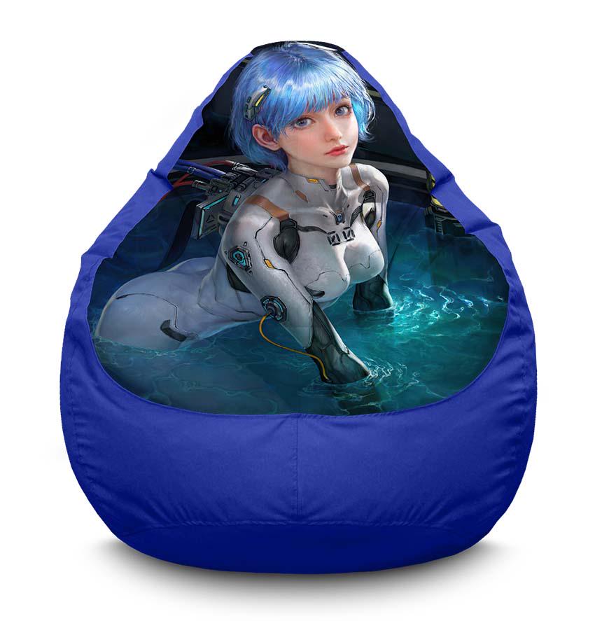 Кресло-мешок iPuff Ayanami Rei in water Evangelion оксфорд XL 80x110 см Синий (116999)