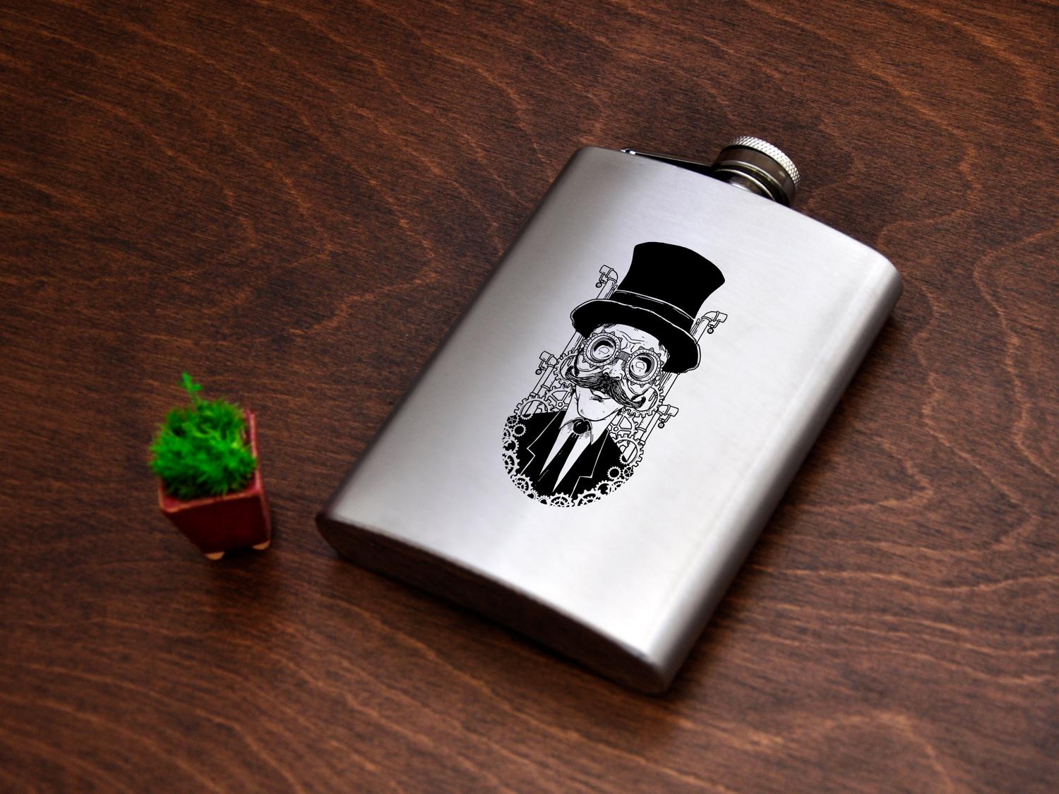 Подарочная фляга WoodPresentStudio Britain Steampunk 240 мл