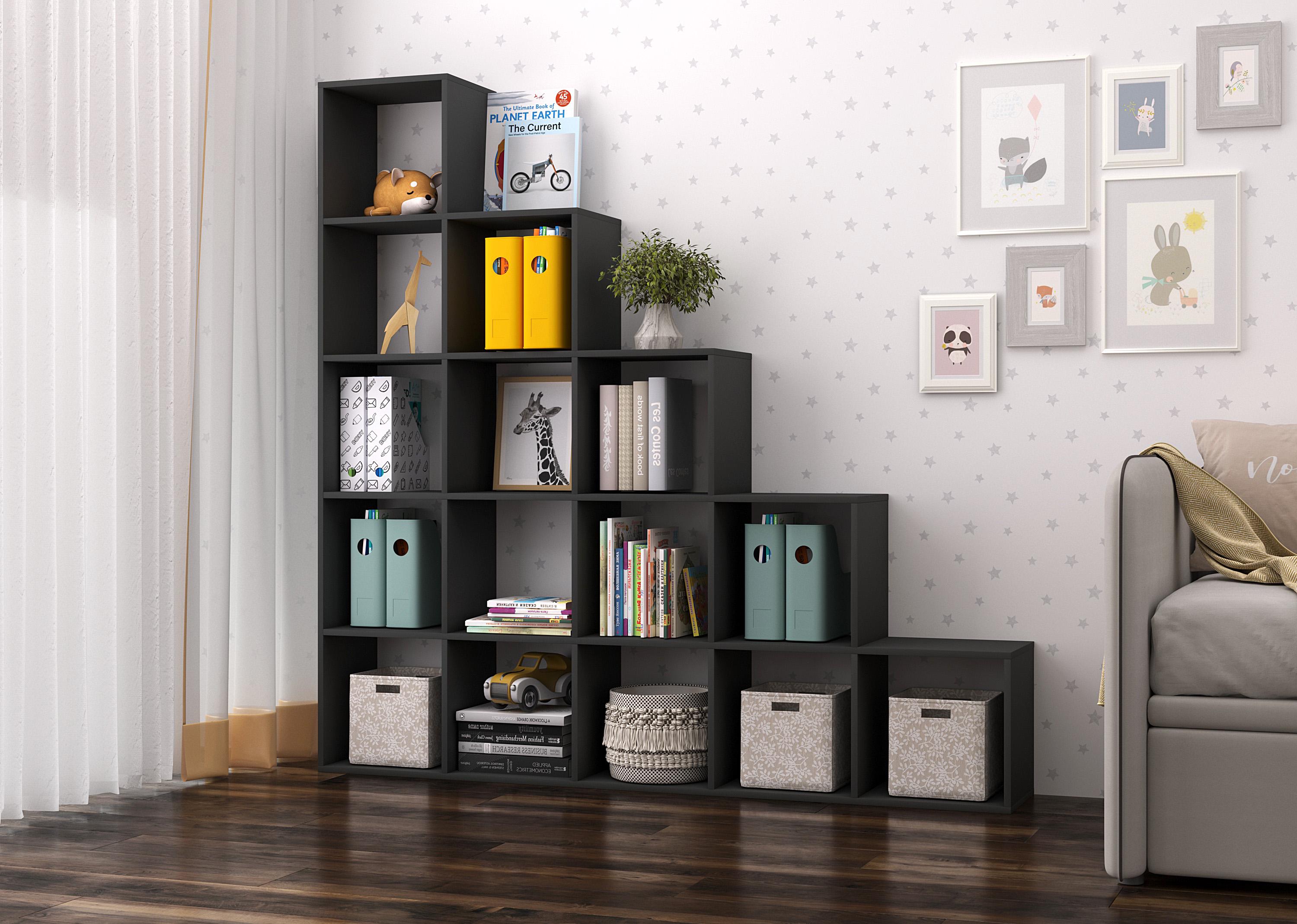 Стелаж гірка для книг/іграшок/речей 177х177х30 см Антрацит