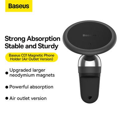Автотримач для телефону BASEUS C01 Magnetic Air Outlet у повітропровід з утримувачем для кабелю (Т-162) - фото 7 Автотримач для телефону BASEUS C01 Magnetic Air Outlet у повітропровід з утримувачем для кабелю (Т-162) - фото 7