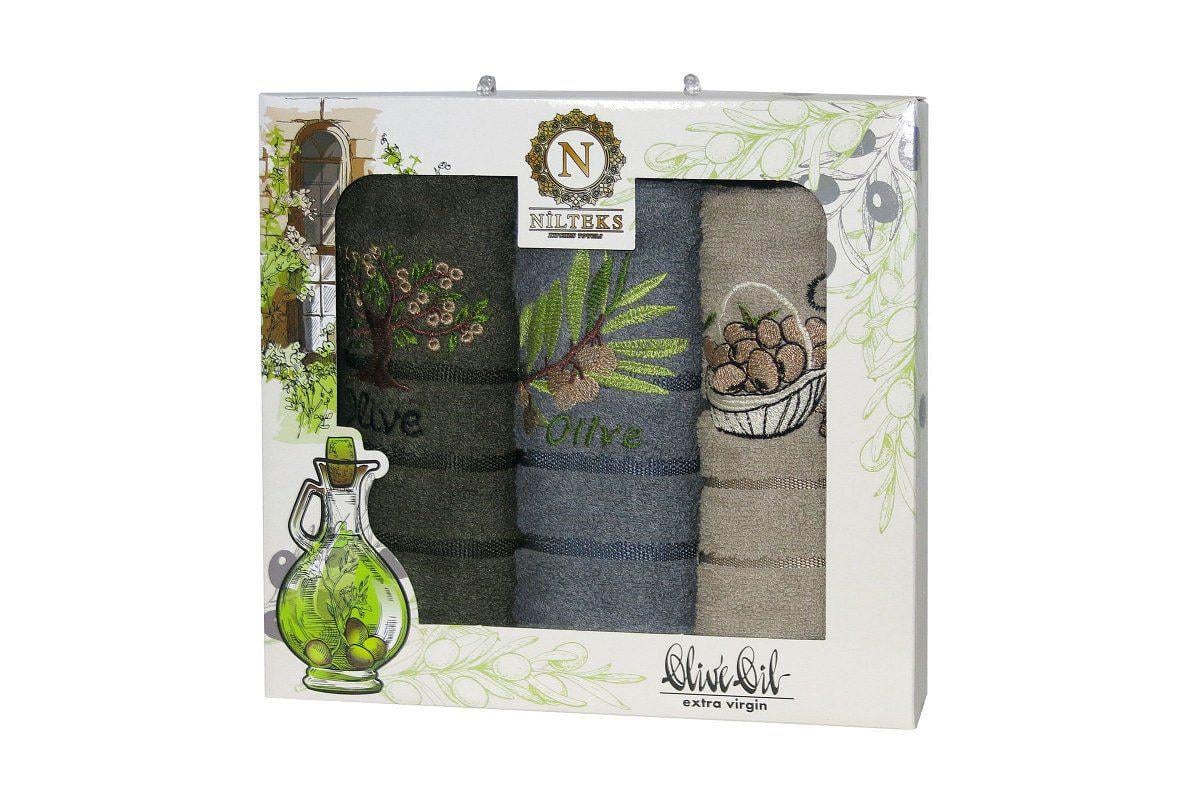 Набір махрових рушників для кухні Оливки подарунковий 30х50 см 3 шт. (985)