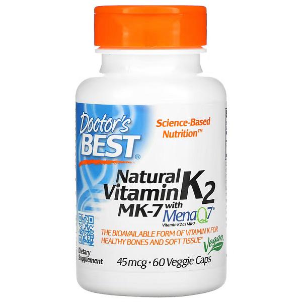 Витамин K Doctor's Best Natural Vitamin K2 MK-7 with MenaQ7 45 mcg 60 Veg Caps