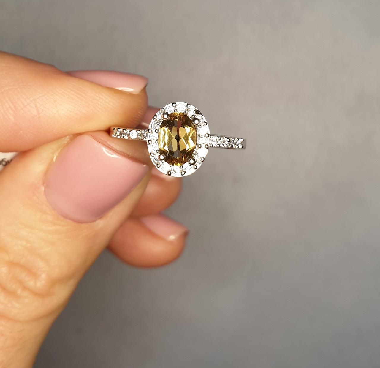 Кольцо серебряное с султанитом и фианитом 2,6 г р. 18 (1379487685)