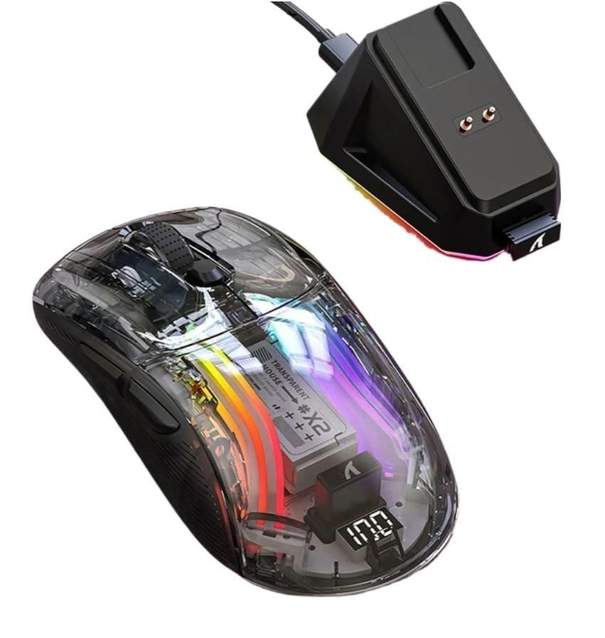 Мышка геймерская аккумуляторная бесшумная attack shark X2PRO PixArt PAW3212 Bluetooth/2,4G RGB Black (X2P-32112B)
