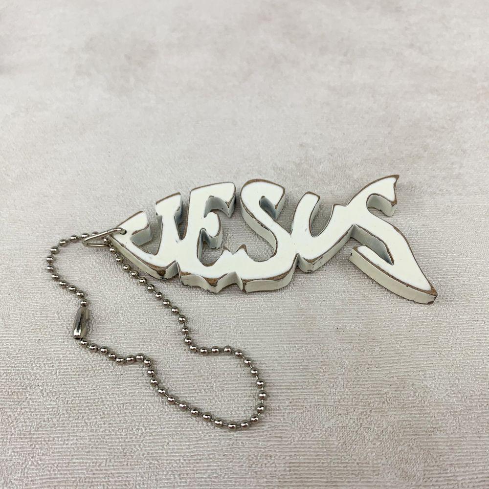 Подвеска декоративная деревянная Jesus винтажная Белый (хрпід0002бва)