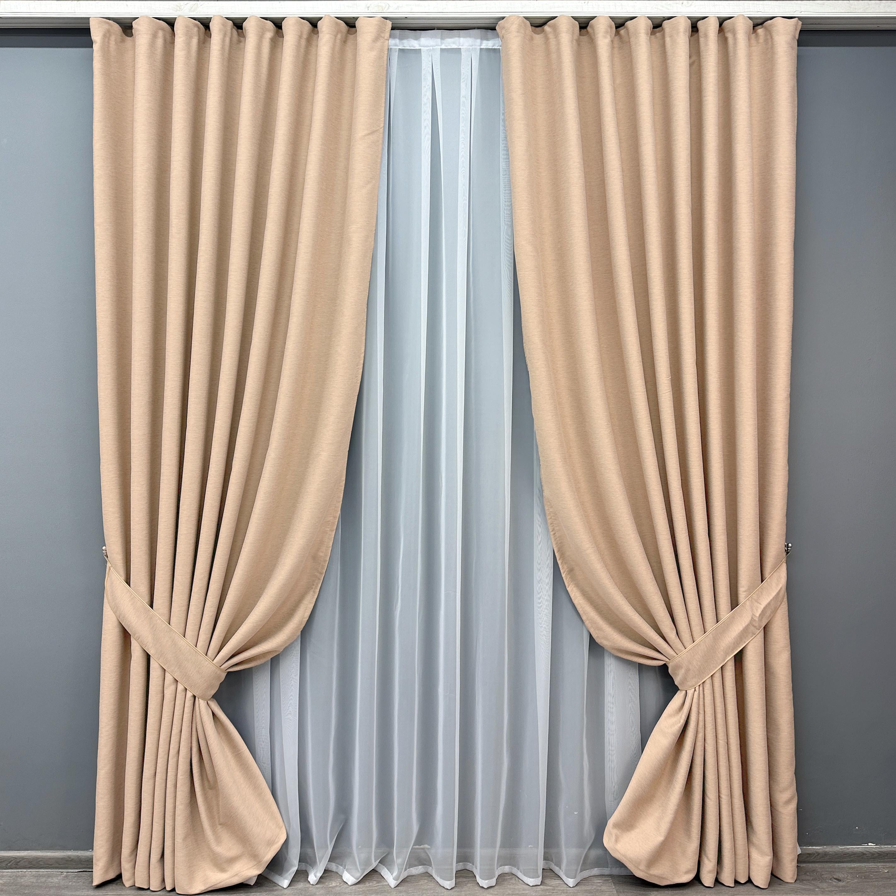 Комплект готовых штор VR-Textil Eclipsе №1816ш блекаут двухсторонний 150х270 см 2 шт. Бежевый (33-0797)