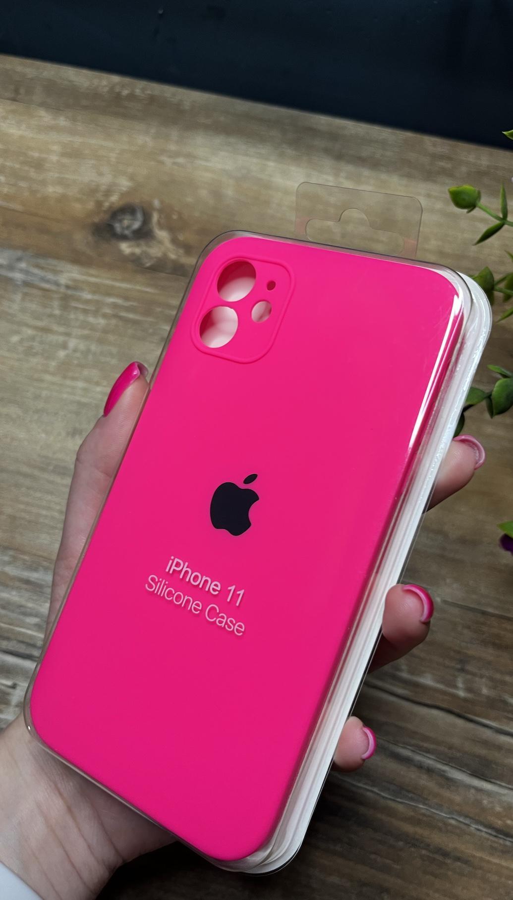 Чехол накладка на iPhone (Айфон) 11 квадратные борта silicone case full camera Apple