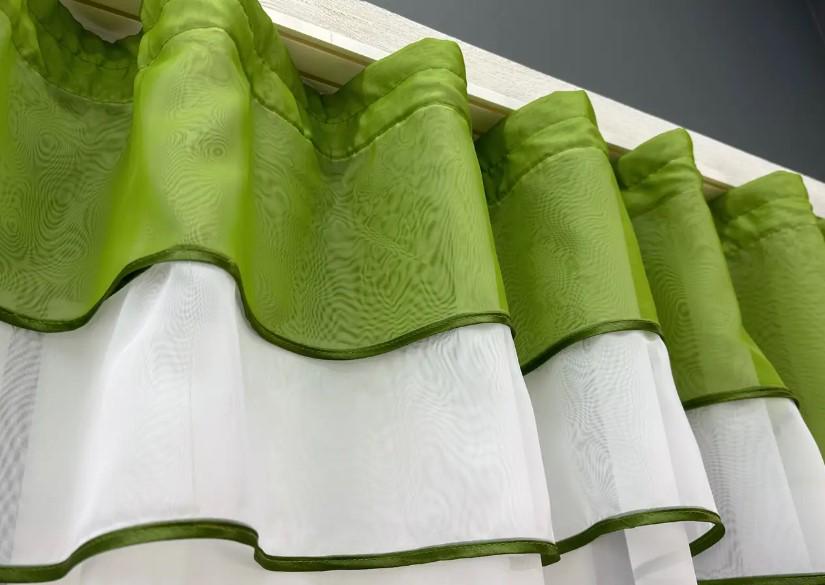 Занавеска кухонная 280х170 см Белый/Оливковый (110к) - фото 2 Занавеска кухонная 280х170 см Белый/Оливковый (110к) - фото 2