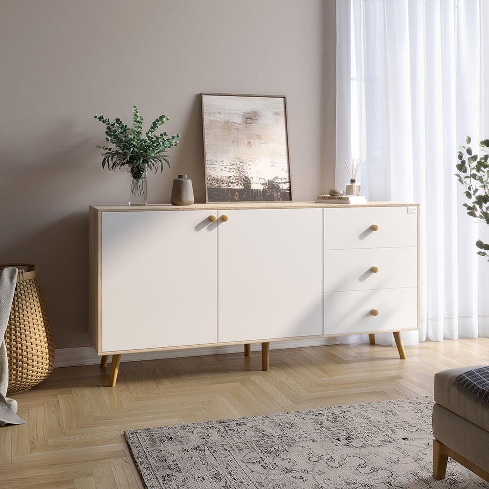 Комод Lion Хьюге-5 Дуб сонома/Нимфея Альба белый (Lion-041117) - фото 1 Комод Lion Хьюге-5 Дуб сонома/Нимфея Альба белый (Lion-041117) - фото 1