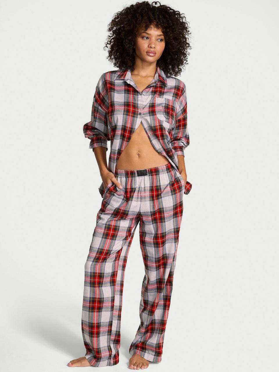 Пижама женская Victoria's Secret Flannel Pajama XXL Серый (3013443565)