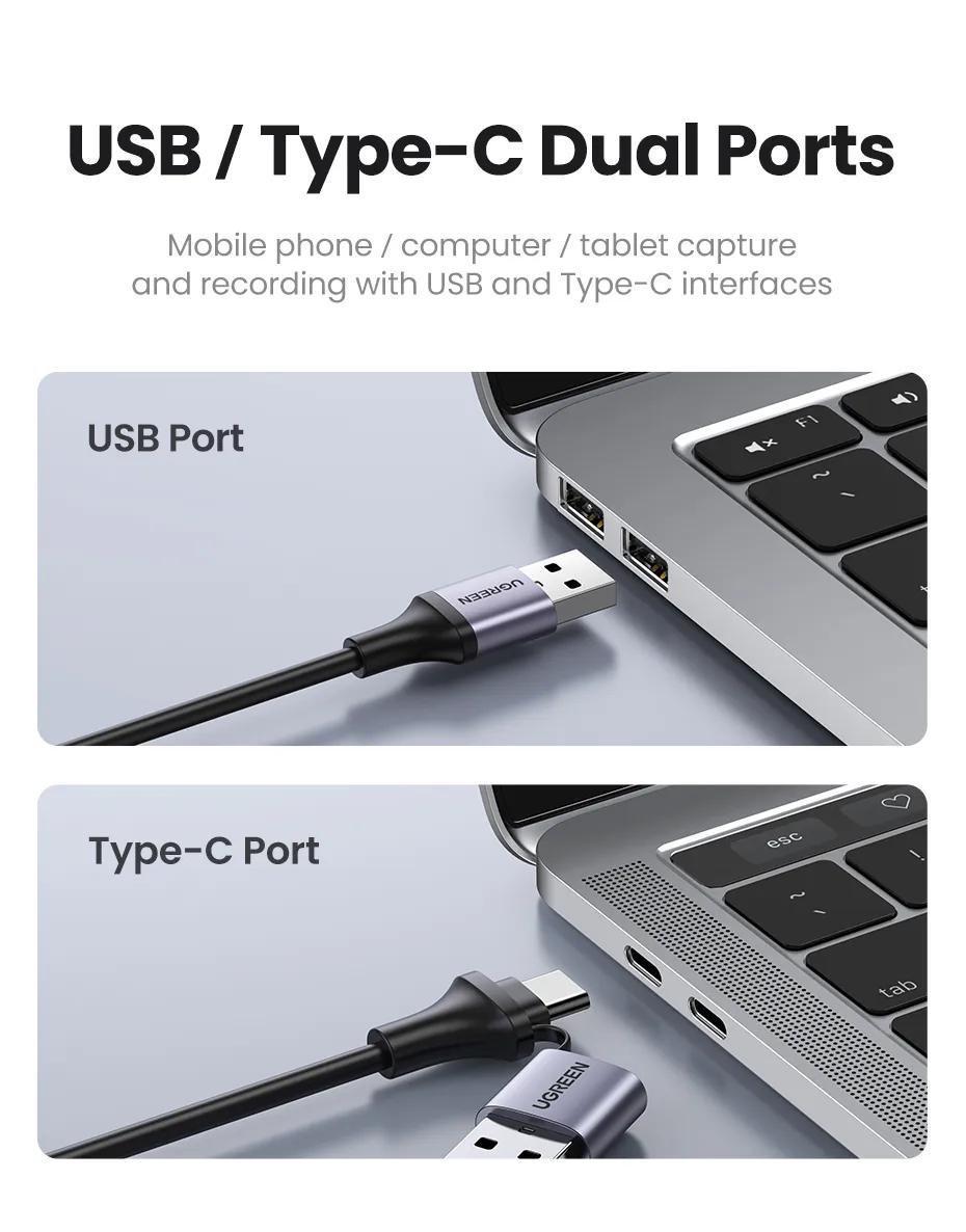 Карта видеозахвата UGREEN Type-C/USB-HDMI 4K режимы Черный (40189) - фото 4