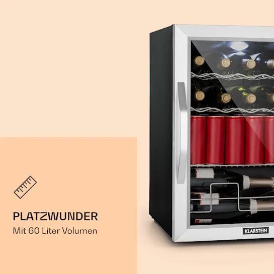 Холодильник-вітрина KLARSTEIN Beersafe XL Mix It Edition панорамні скляні двері 4 полиці 60 л (10033120) - фото 7