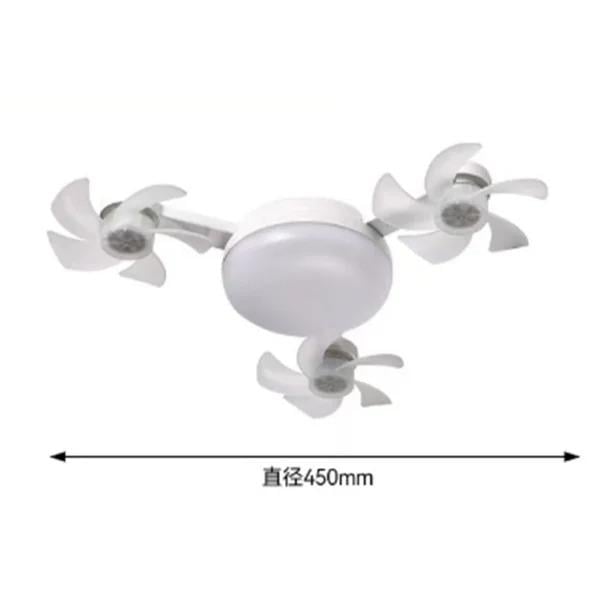 Лампа-вентилятор тройной с потолочной подсветкой с пультом Белый (33439) - фото 2