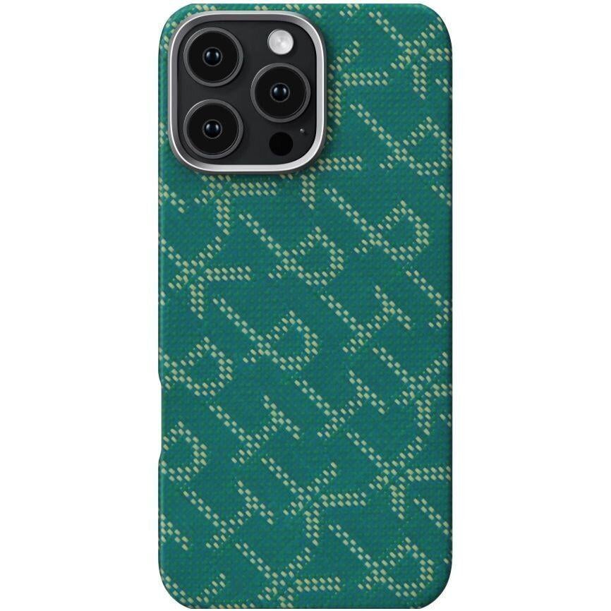 Чехол-накладка Pitaka Tactile Woven Monogram Green/Gold for iPhone 16 Pro Max (KI1601PTKP)