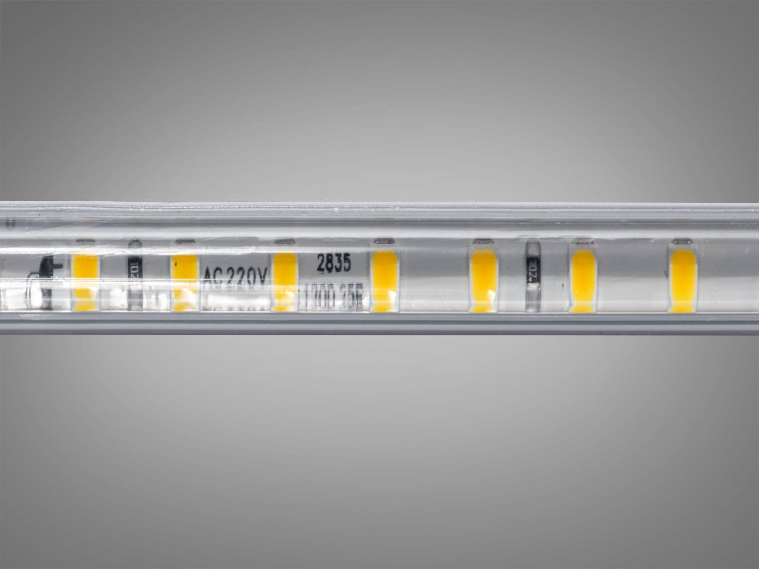 Світлодіодна стрічка 220 В 120 діодів на метр герметична 10 мм Теплий (P220-2835-120-WW-65-10) - фото 3