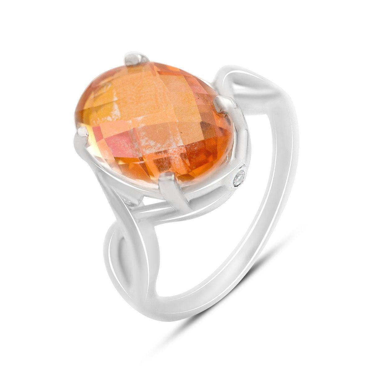 Кольцо серебряное Tiva с натуральным золотым кварцем и фианитами 4,448 ct 4,73 г р. 17,5 (2165576)