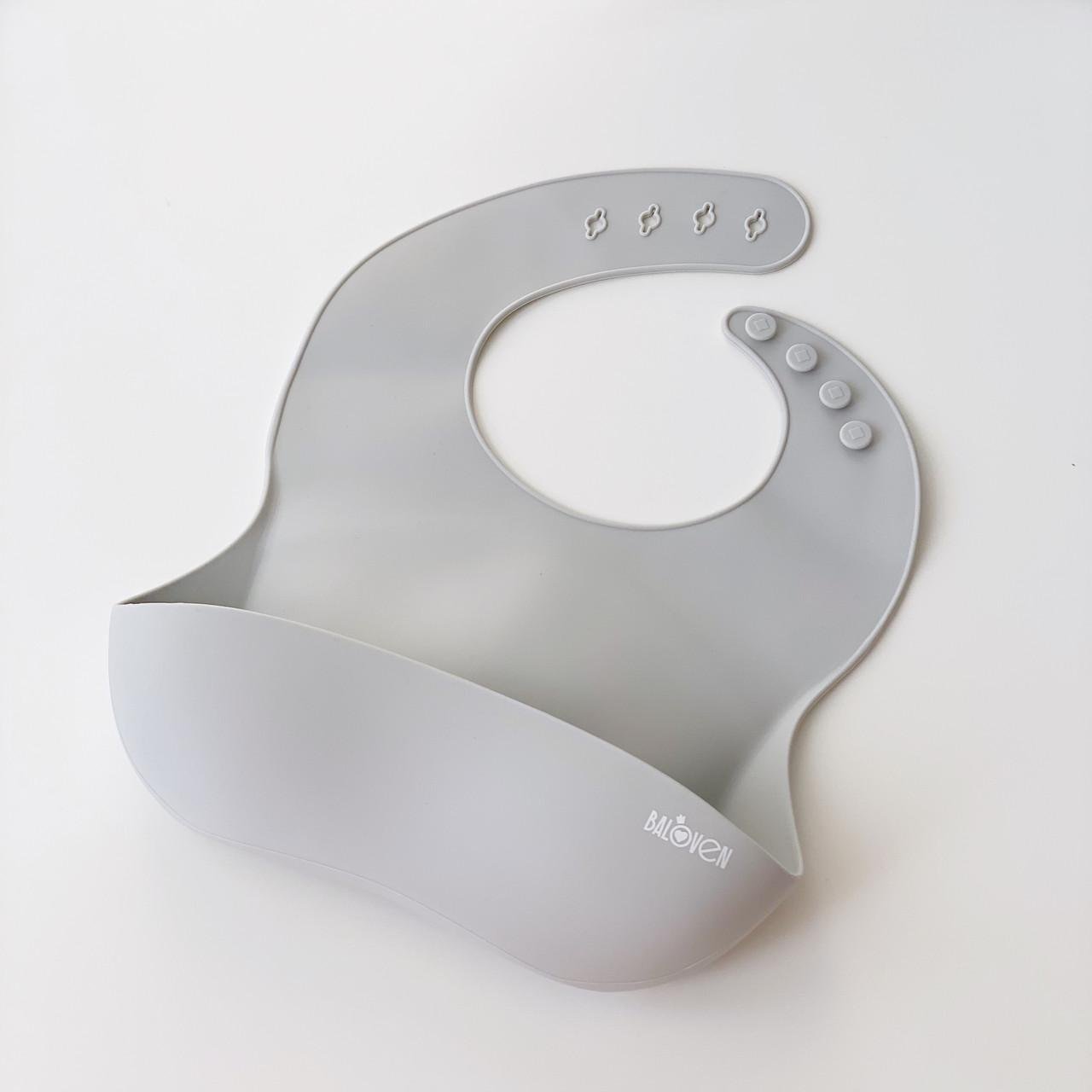 Слюнявчик силиконовый Баловень Light Gray